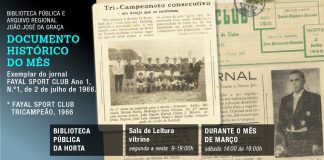 Biblioteca Pública João José da Graça, na Horta, apresenta “Documento Histórico do Mês”