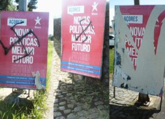 Vandalização de cartazes do BE na Terceira com cruzes suásticas leva a apresentação de queixa DR/BE