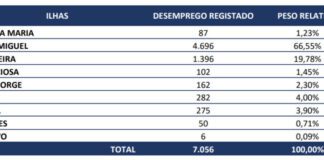 Açores registam 7.056 desempregados inscritos em fevereiro de 2021 DR