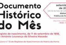 Secretaria Regional da Cultura, da Ciência e Transição Digital apresenta Documento Histórico do Mês na Biblioteca Pública da Horta