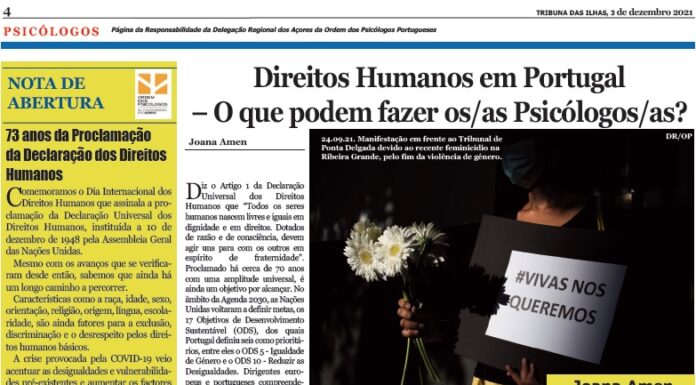 Página da Responsabilidade da Delegação Regional dos Açores da Ordem dos Psicólogos Portugueses