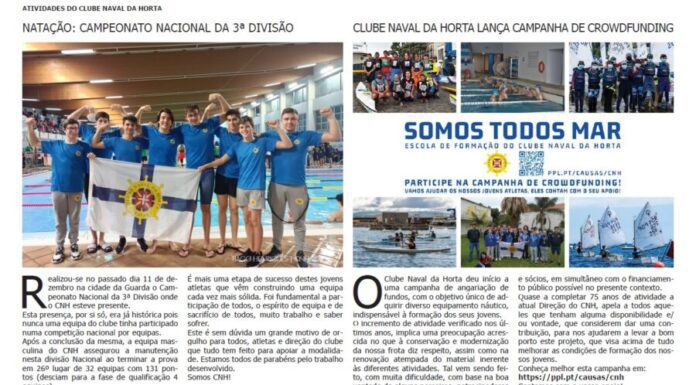 Página da responsabilidade do Clube Naval da Horta