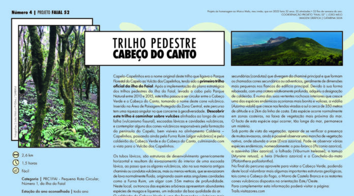 “Projeto Faial 52”: Trilho pedestre Cabeço do Canto