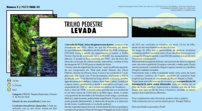 “Projeto Faial 52”: Trilho pedestre Levada