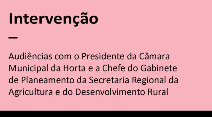 Audiências com o Presidente da Câmara Municipal da Horta e a Chefe do Gabinete de Planeamento da Secretaria Regional da Agricultura e do Desenvolvimento Rural