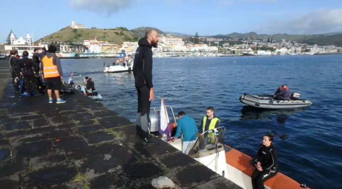 Portos dos Açores promove operação de limpeza de segurança dos fundos de serviço da bacia sul do Porto da Horta