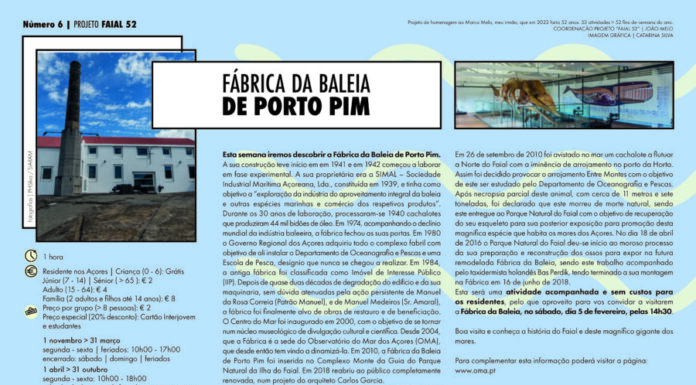 Projeto Faial 52: Fábrica da Baleia de Porto Pim