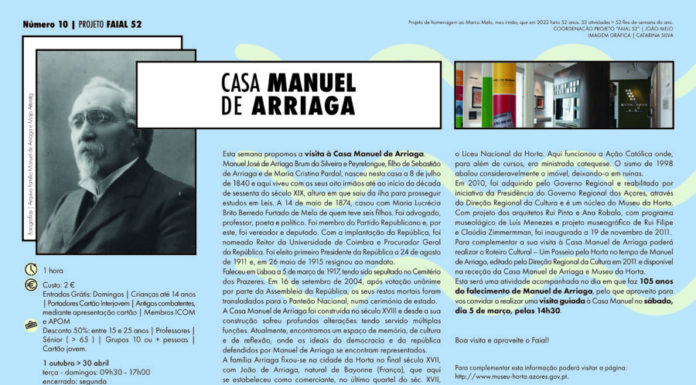 Projeto Faial 52: Casa Manuel de Arriaga