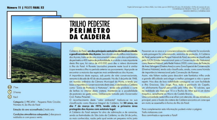 Projeto Faial 52: Trilho pedestre Perímetro da Caldeira