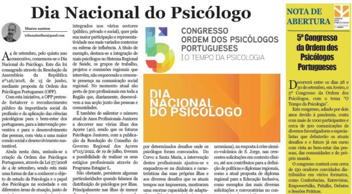 Página da Responsabilidade da Delegação Regional dos Açores da Ordem dos Psicólogos Portugueses