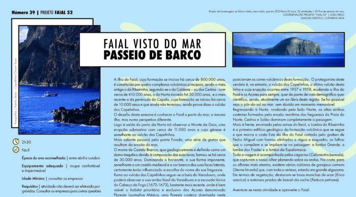 Projeto Faial 52: Faial Visto do Mar – Passeio de Barco
