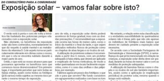Do consultório para a comunidade | Exposição solar – vamos falar sobre isto?
