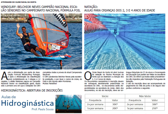 Página da Responsabilidade do Clube Naval da Horta