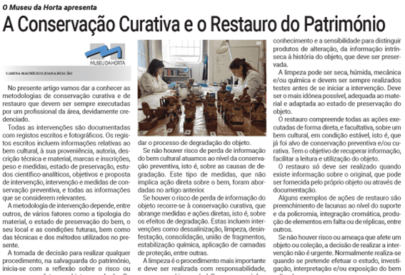 O Museu da Horta apresenta | A Conservação Curativa e o Restauro do Património