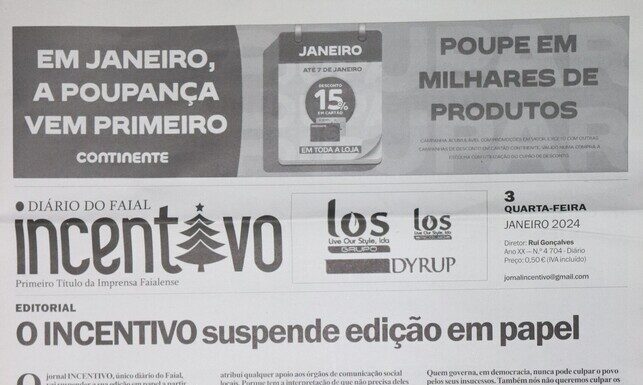 Ilha do Faial sem diário em papel | Incentivo suspende edição