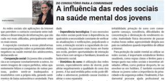 Do Consultório para a Comunidade | A influência das redes sociais na saúde mental dos jovens