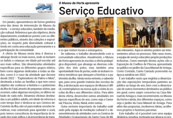 O Museu da Horta apresenta | Serviço Educativo