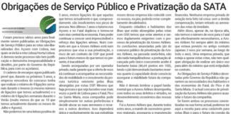 Obrigações de Serviço Público e Privatização da SATA