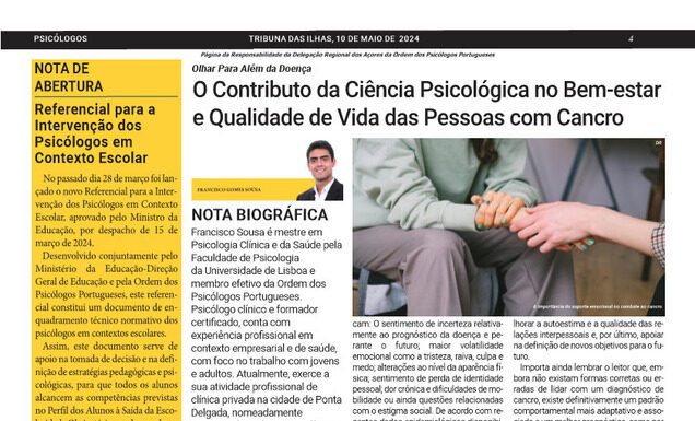 Página da Responsabilidade da Delegação Regional dos Açores da Ordem dos Psicólogos Portugueses