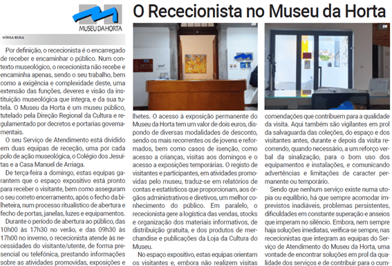 O Rececionista no Museu da Horta