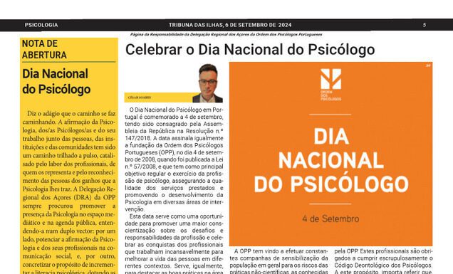 Página da Responsabilidade da Delegação Regional dos Açores da Ordem dos Psicólogos Portugueses