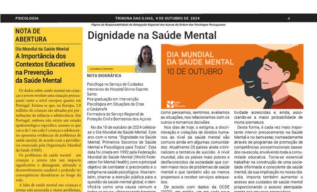 Página da Responsabilidade da Delegação Regional dos Açores da Ordem dos Psicólogos Portugueses