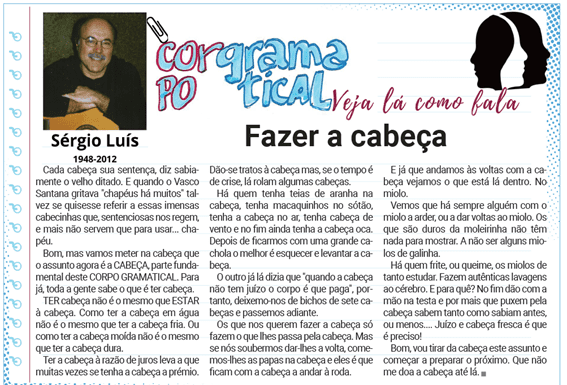 Corpo Gramatical | 4.º Fazer a Cabeça