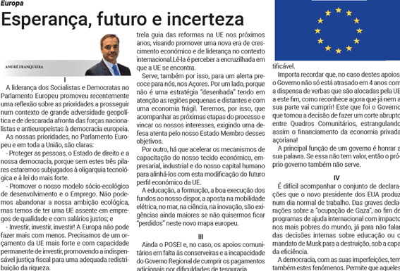 Europa | Esperança, futuro e incerteza