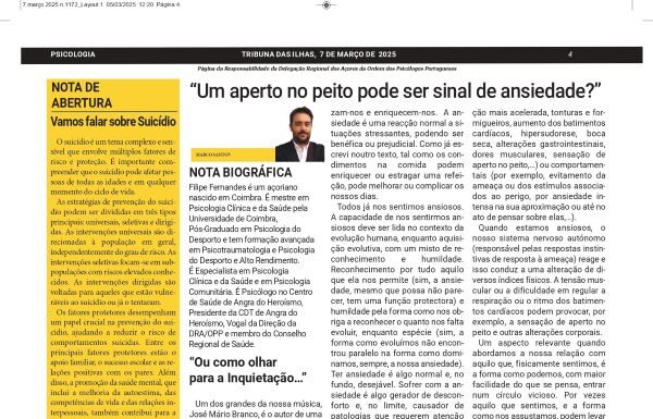 Página da Responsabilidade da Delegação Regional dos Açores da Ordem dos Psicólogos Portugueses