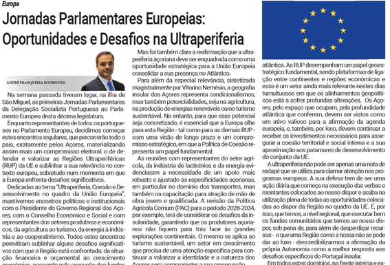 Europa | Jornadas Parlamentares Europeias: Oportunidades e Desafios na Ultraperiferia