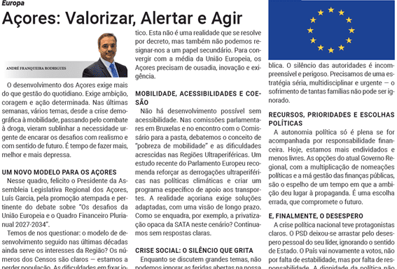 Europa | Açores: Valorizar, Alertar e Agir