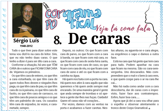 Corpo Gramatical | 8.º De caras