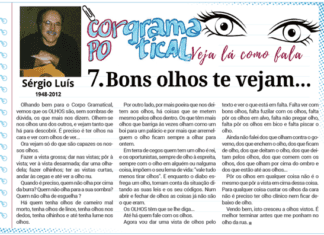 Corpo Gramatical | 7.º Bons olhos te vejam…