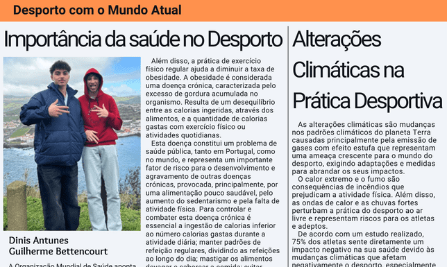 Textos da Responsabilidade da turma do 11ºH do Curso Técnico de Desporto da Escola Secundária Manuel de Arriaga