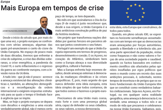 Europa | Mais Europa em tempos de crise
