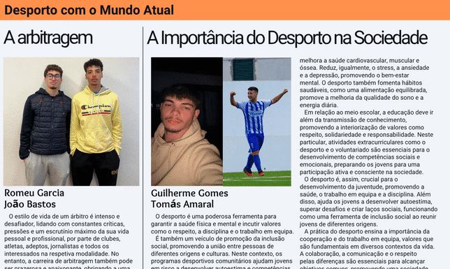 Textos da Responsabilidade da Turma do 11.º H do Curso Técnico de Desporto da Escola Secundária Manuel de Arriaga