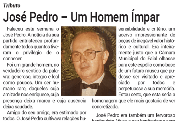 Tributo | José Pedro – Um Homem Ímpar