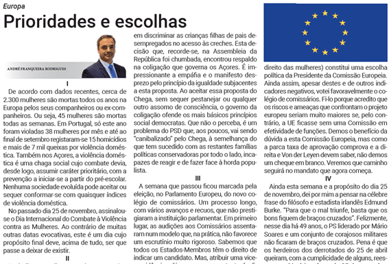 Europa | Prioridades e escolhas