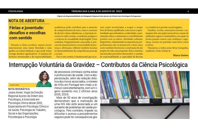 Página da Responsabilidade da Delegação Regional dos Açores da Ordem dos Psicólogos Portugueses