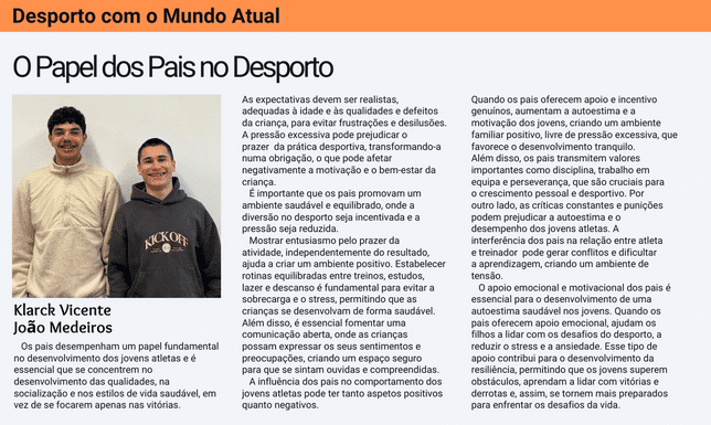 Textos da Responsabilidade da Turma do 11.º H do Curso Técnico de Desporto da Escola Secundária Manuel de Arriaga