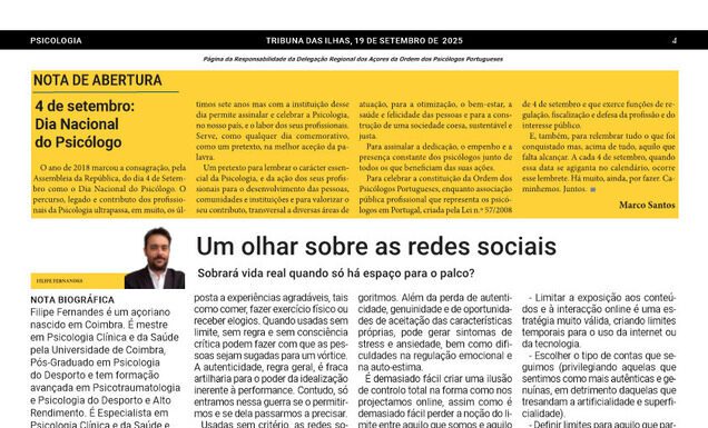 Página da Responsabilidade da Delegação Regional dos Açores da Ordem dos Psicólogos Portugueses
