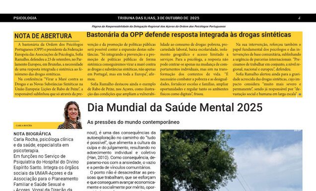 Página da Responsabilidade da Delegação Regional dos Açores da Ordem dos Psicólogos Portugueses