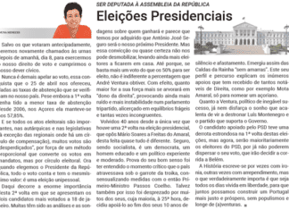 SER DEPUTADA À ASSEMBLEIA DA REPÚBLICA | Eleições Presidenciais