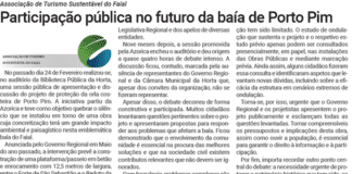 Associação de Turismo Sustentável do Faial | Participação pública no futuro da baía de Porto Pim