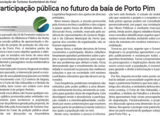Associação de Turismo Sustentável do Faial | Participação pública no futuro da baía de Porto Pim