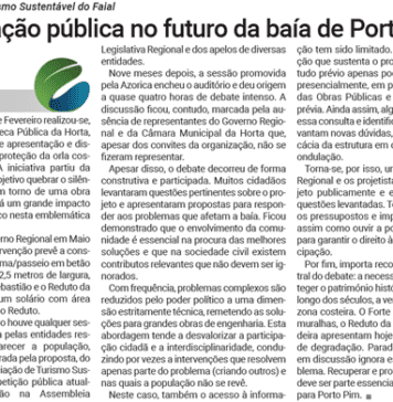 Associação de Turismo Sustentável do Faial | Participação pública no futuro da baía de Porto Pim