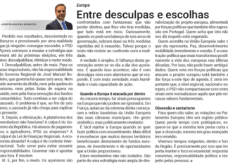 Europa | Entre desculpas e escolhas