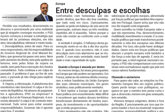 Europa | Entre desculpas e escolhas