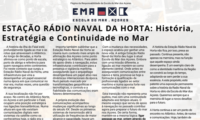 Página da Responsabilidade da Escola do Mar dos Açores