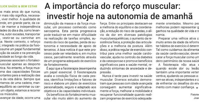 A importância do reforço muscular: investir hoje na autonomia de amanhã